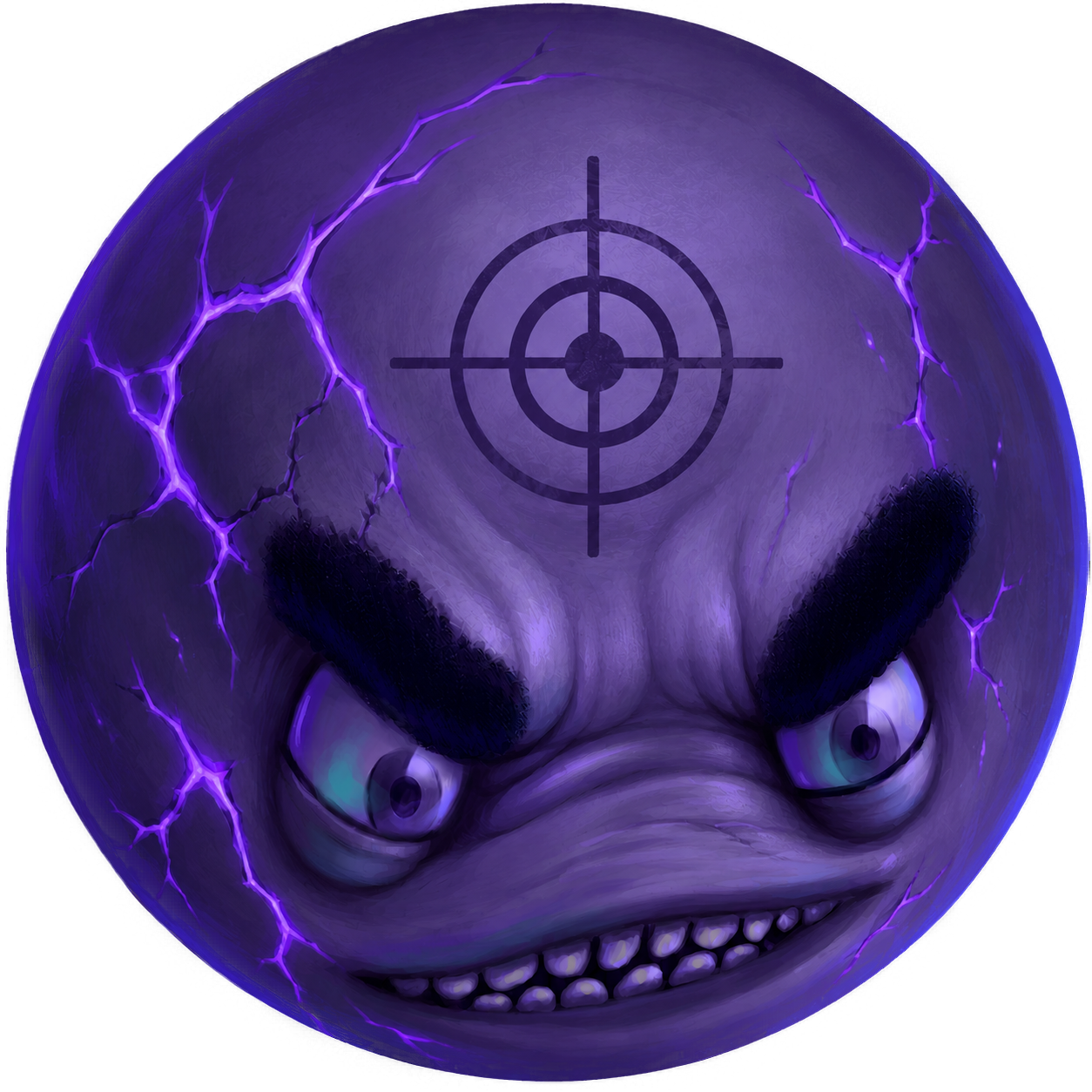 Angry purple bubble character