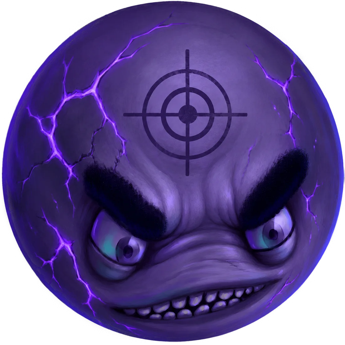 Angry purple bubble character